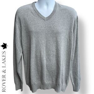 Rover & Lakes Classic Gray V-Neck Sweater 100% Cotton | Sz L - NWOT